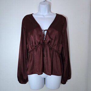 Abercrombie & Fitch Satin Tie-Front Blouse